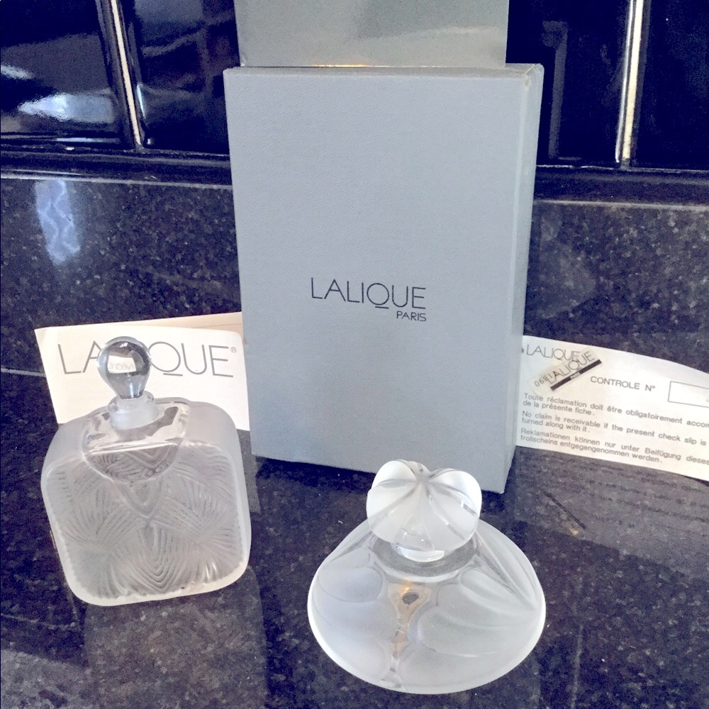 Lalique Crystal - 2 FULL Size Perfume Bottles